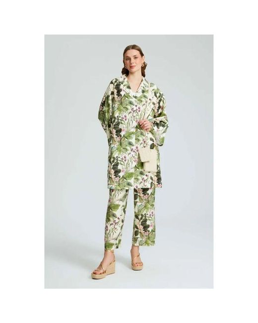 GUSTO White Floral Printed Coat