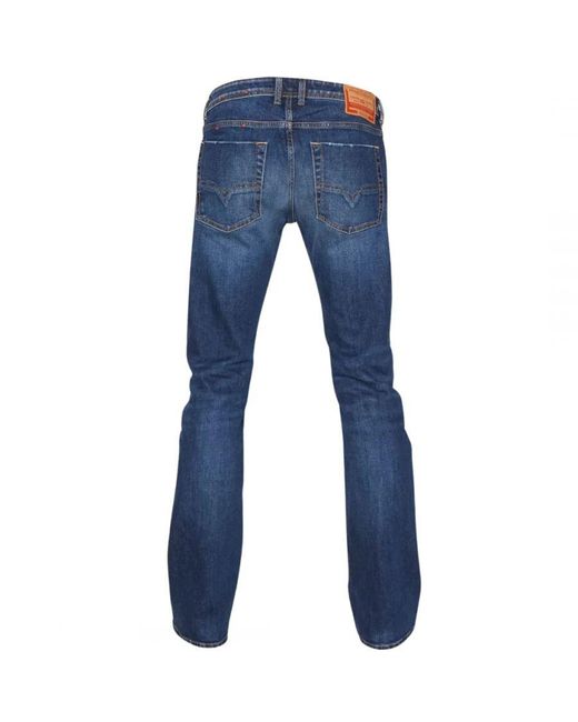 DIESEL Blue Mid-Rise Bootcut Denim Jeans for men