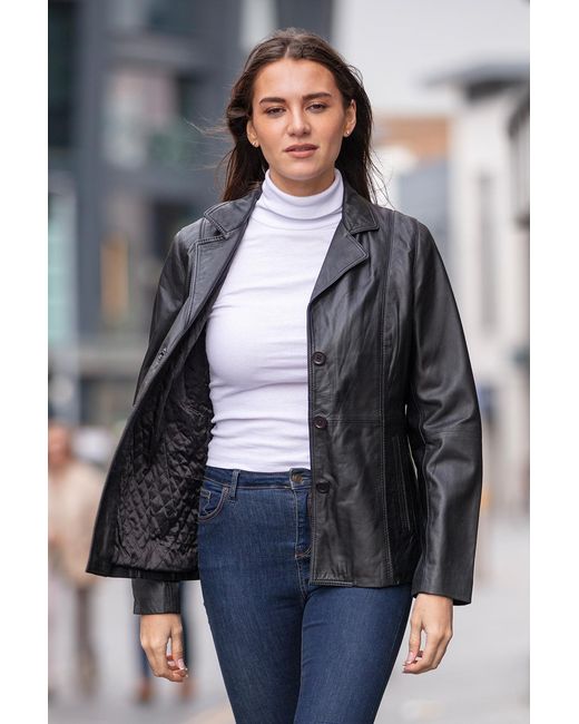 Ashwood Leather Gray 'Angela' Blazer Jacket