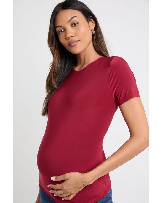 Boohoo Red Maternity Soft Touch Crew Neck T-Shirt