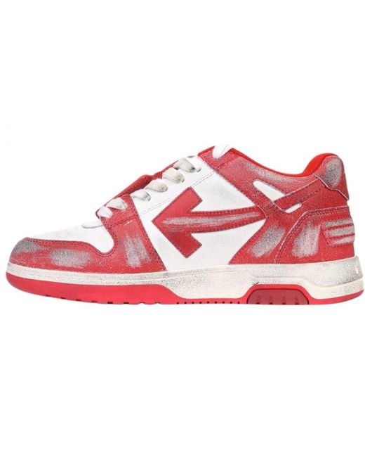 Off-White c/o Virgil Abloh Red Off- Out Of Office Vintage Calf Leather Sneakers for men
