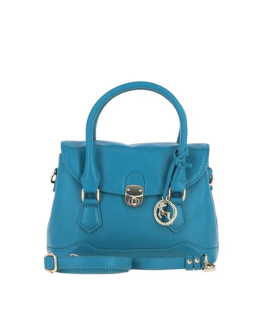 Ashwood Leather Blue Elegant Handbag With Detachable Crossbody Strap