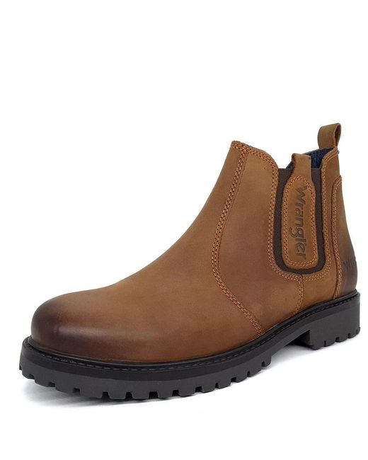 Wrangler Yuma Chelsea Leather Chestnut Brown Boots for men