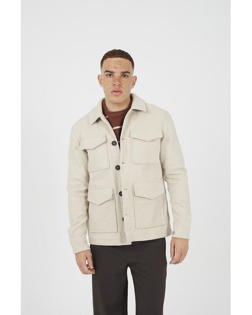 Brave Soul Natural Wool-Look Four Pocket Shacket for men