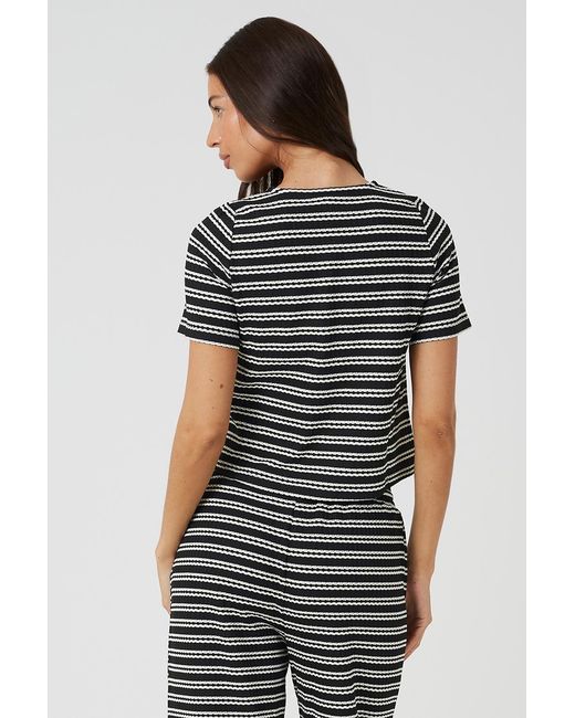 Brave Soul Black Textured Jersey Stripe Short Sleeve Top