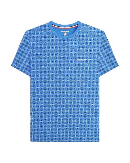 Lambretta Blue Ss24 Geometric All-Over Print T-Shirt (Vallarta) Cotton for men