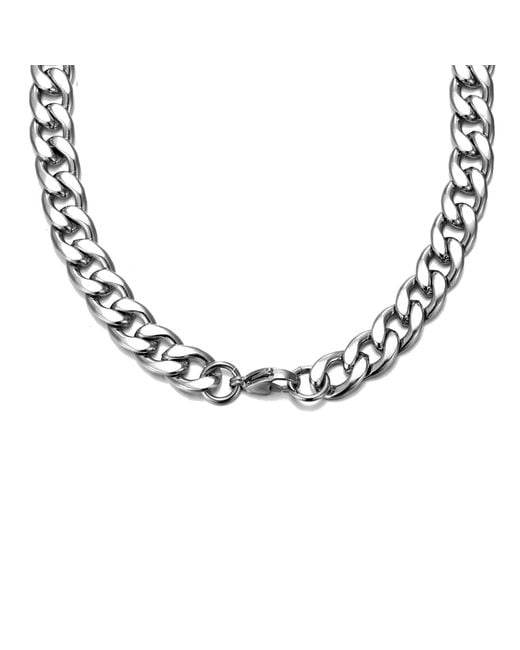 The Jewellery Stockroom Metallic Stainless Steel Flat Curb Chain Necklace for men