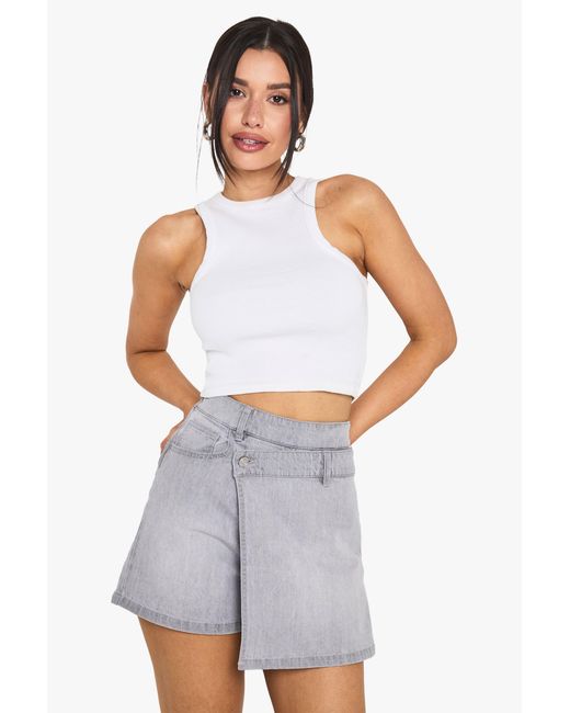 Boohoo White Tall Denim Skort