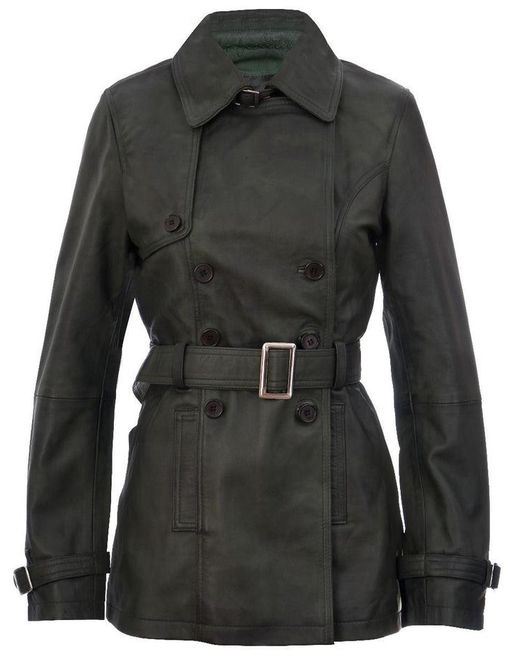 Infinity Leather Black Mid Length Trench Coat -Oakham