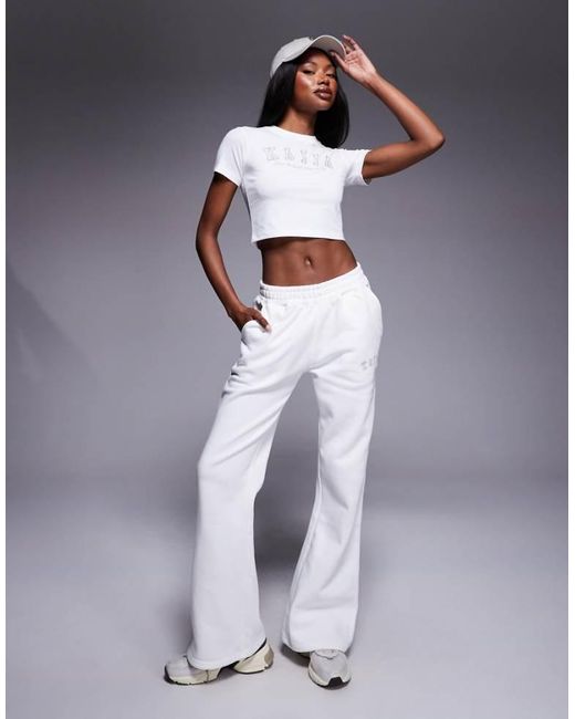 Kaiia Blue Cotton Blend Embroidered Logo Wide Leg Joggers Co-Ord