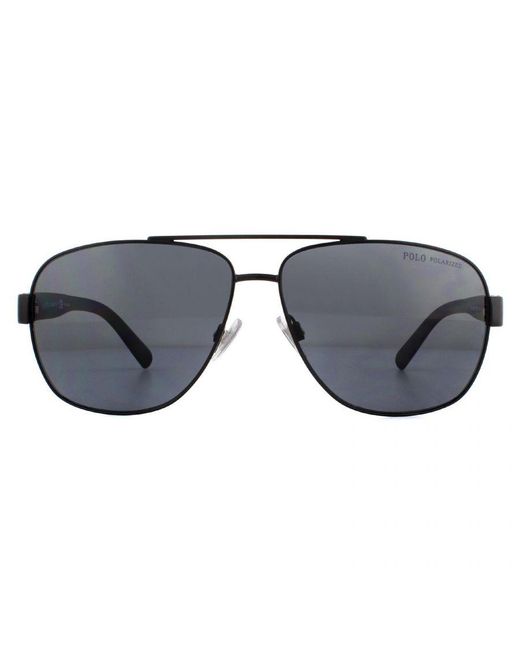 Polo Ralph Lauren Gray Aviator Semi Shiny Polarized Sunglasses for men