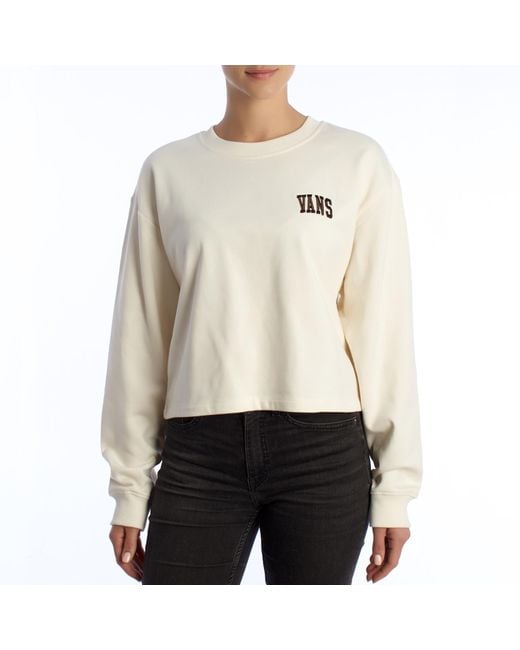 Vans Natural Cropped Varsity Boxy Fit Sweatshirt Vn000Ev53Ks