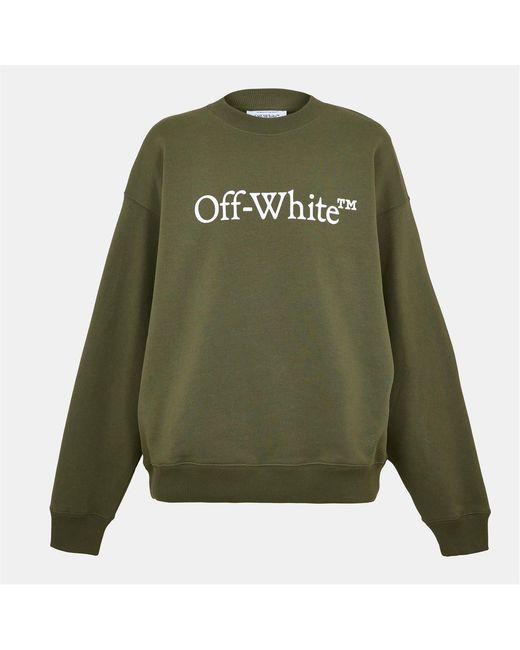Off-White c/o Virgil Abloh Green Off Lettering Crew Neck Ribbed Collar Long Sleeve Sweatshirt for men