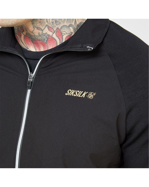 Siksilk Black Hooded Track Slim Fit Jacket for men