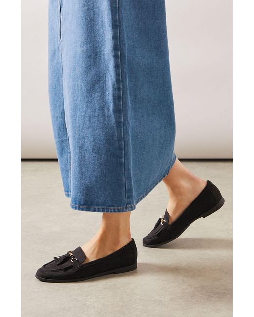 Good for the Sole Blue Wide Fit Laura Faux Suede Comfort Tassel Loafers