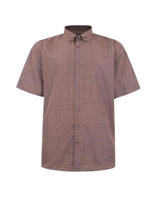Fitzgerald London Purple Short Sleeve Shirt Plus Size With Trendy Sandy Circles Design for men