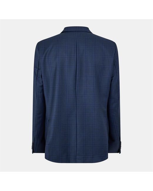 Ted Baker Blue Plaid Patterned Notch Collared Suit Jacket for men