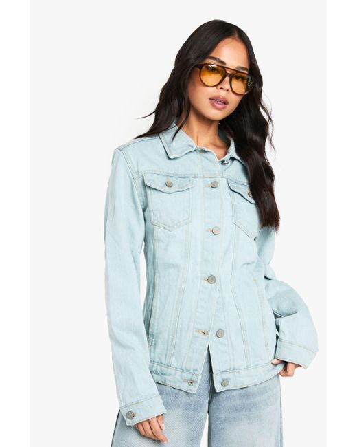 Boohoo Blue Bleach Washed Oversized Denim Jacket