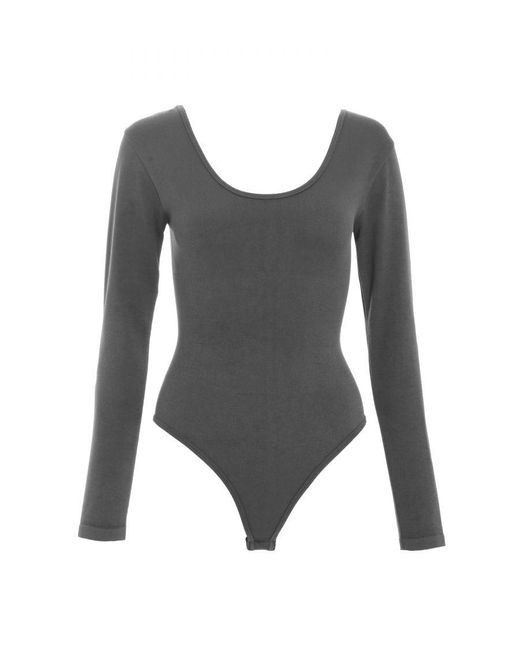 Quiz Gray Seamless Long Sleeve Bodysuit Nylon