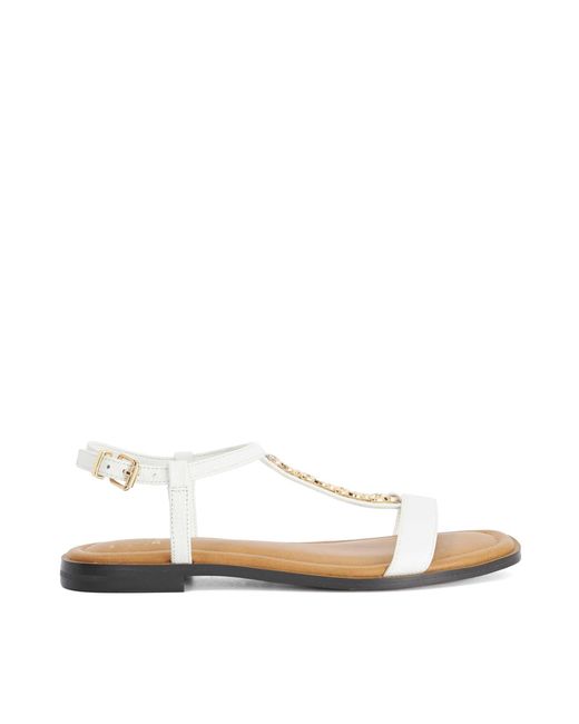 Dune White Wf Lollipops Flat Embellished T Bar Sandals
