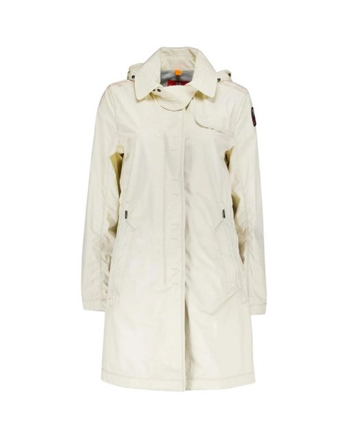 Parajumpers White Avery Hooded Trench Jacket Polyamide