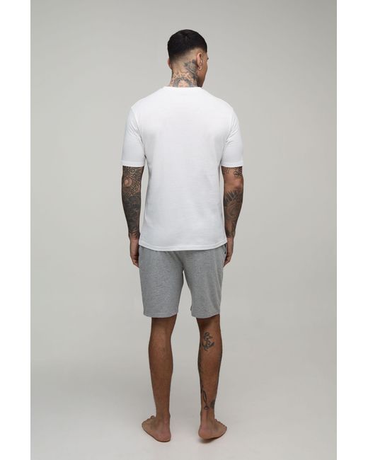 BoohooMAN Black Tall Regular Fit 2 Pack T-Shirt & Lounge Shorts Set for men