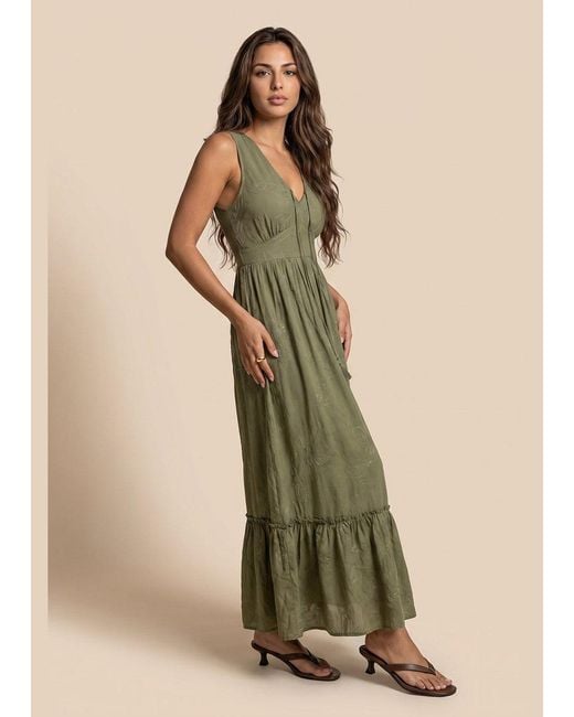 Urban Bliss Green Embroidery Tassel Maxi Dress