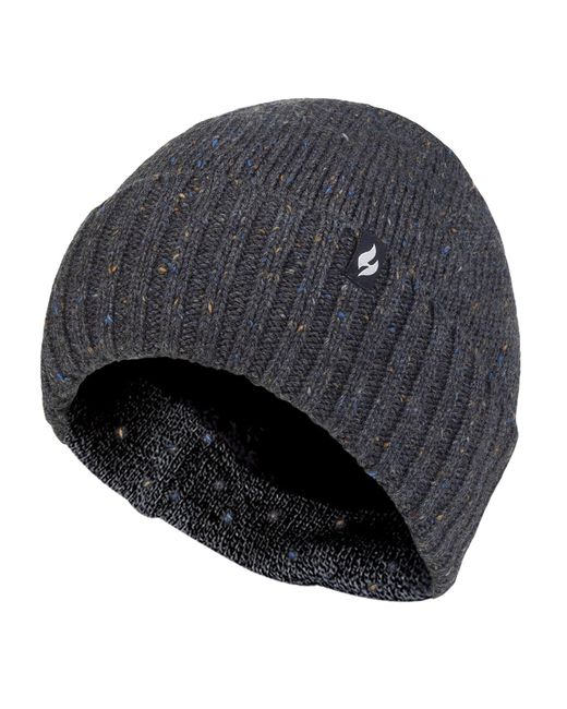 Heat Holders Black Thermal Chunky Beanie Hat for men