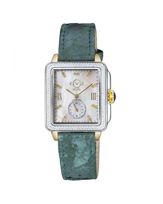 Gv2 Green 9255 Bari Swiss Quartz Diamond Watch Leather