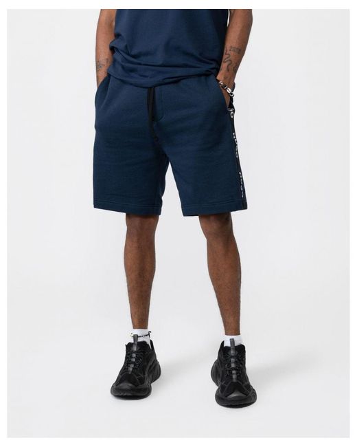 HUGO Blue Sporty Logo Tape Loungewear Shorts for men