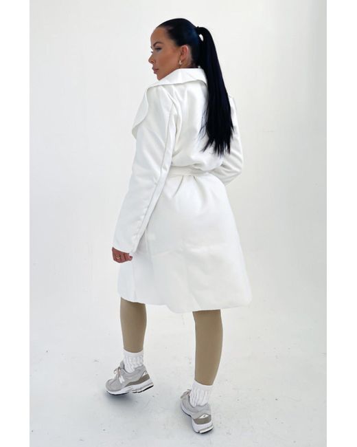 Femme Luxe Natural Waterfall Duster Belted Long Coat