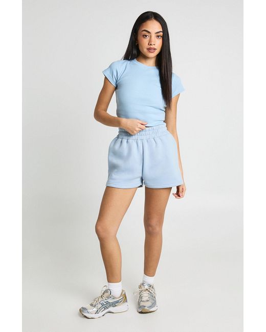 Boohoo Blue Contrast Binding Sweat Short