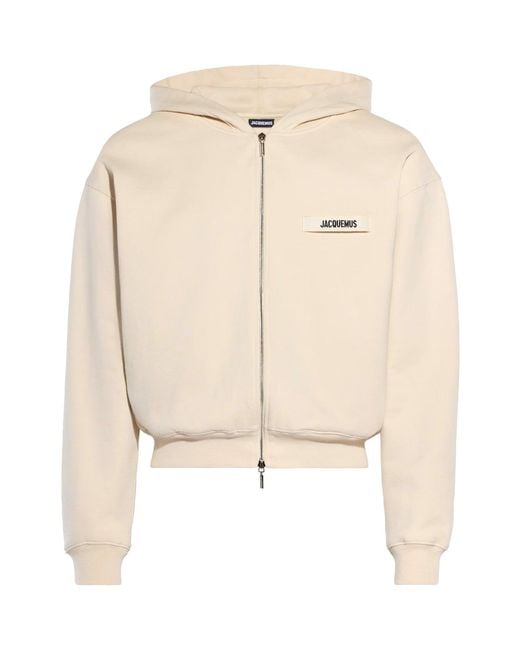Jacquemus Natural Grosgrain Logo Zip-Up Hoodie for men