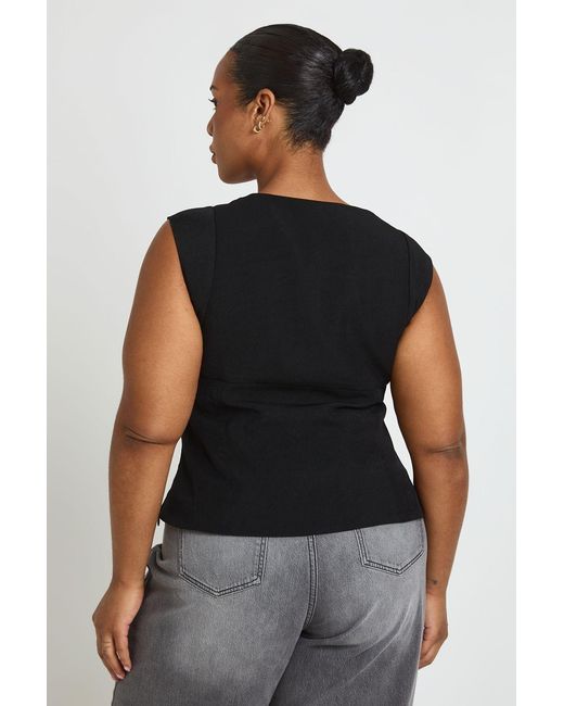 Boohoo Black Plus Cap Sleeve Bow Detail Corset