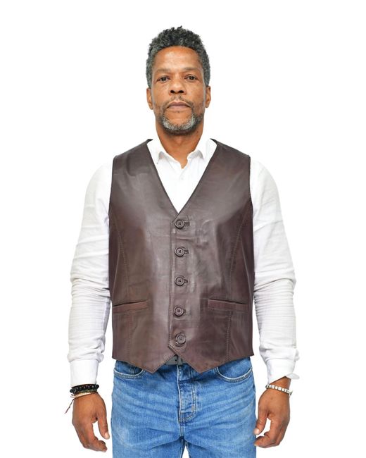 Infinity Leather Brown Classic Waistcoat-Chester for men