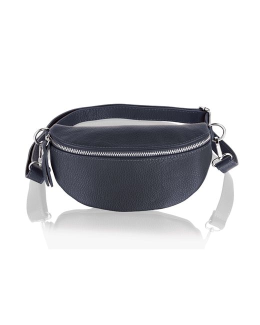 Woodland Leathers Blue Leather 9.0" Waist Bag With Detachable Adjustable Strap