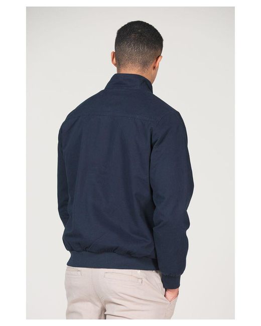 Kensington Eastside Blue Cotton Funnel Neck With Buttons Jacket for men