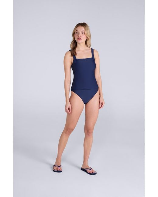 Mountain Warehouse Blue Tankini Plain Top Uv Protection Upf 50+ Chlorine Resistant Stretchy Swimwear