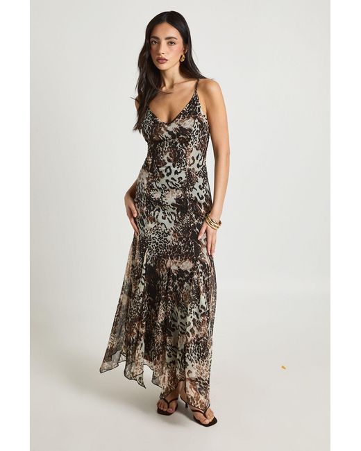Boohoo Multicolor Tonal Chiffon Godet Hem Maxi Dress