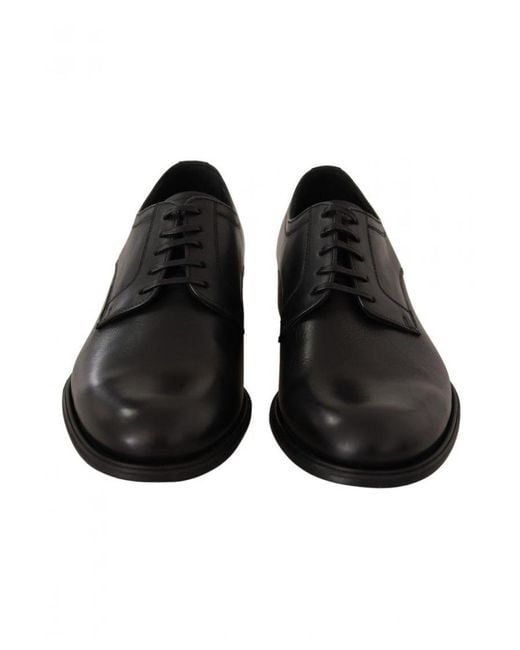 Dolce & Gabbana Black Leather Lace Up Formal Derby Shoes for men
