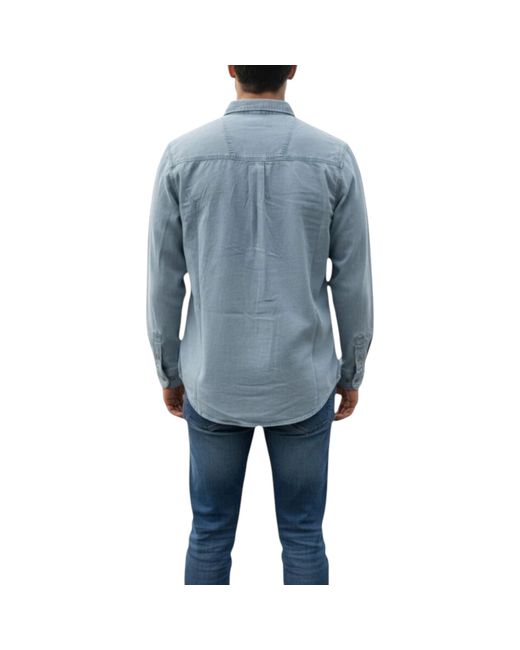 Wrangler Blue Denim Shirt Vintage Long Sleeve Retro Lightweight Snap Button Top for men