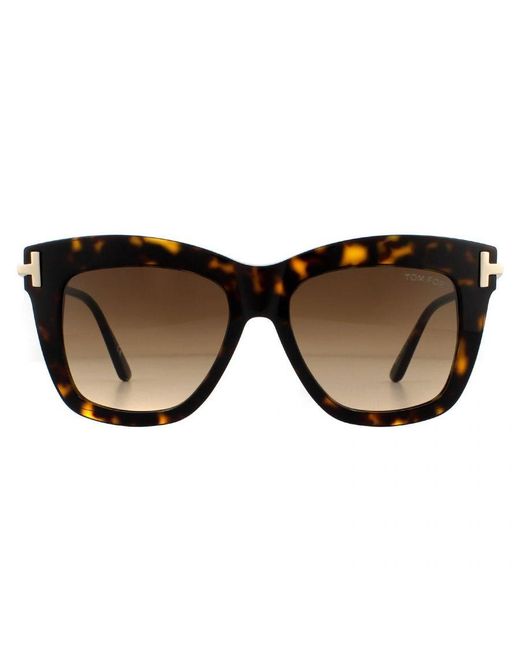 Tom Ford Brown Square Dark Havana Gradient Sunglasses