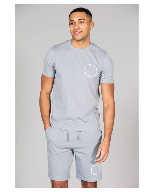 Tokyo Laundry Gray Cotton T-Shirt And Shorts Loungewear Set for men