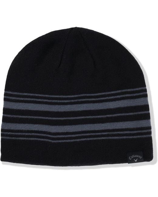 Callaway Apparel Black Accessories Reverse Wordmark Beanie With Logo for men