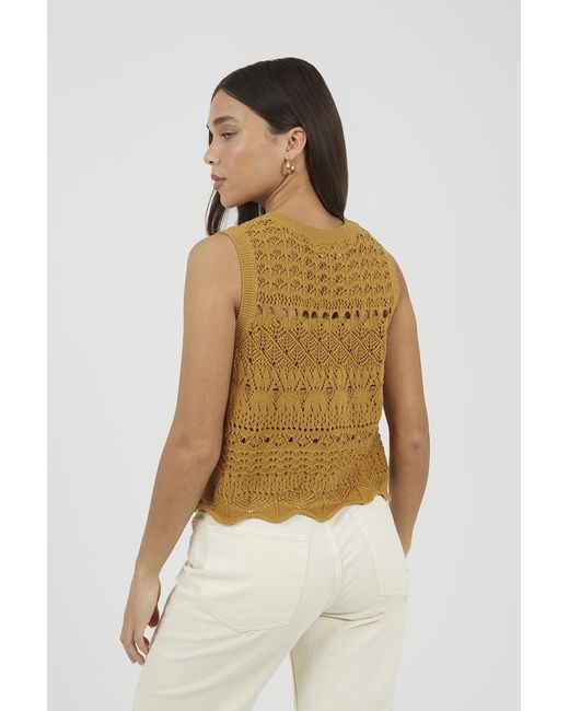 Brave Soul Natural Crew Neck Pointelle Knit Tank