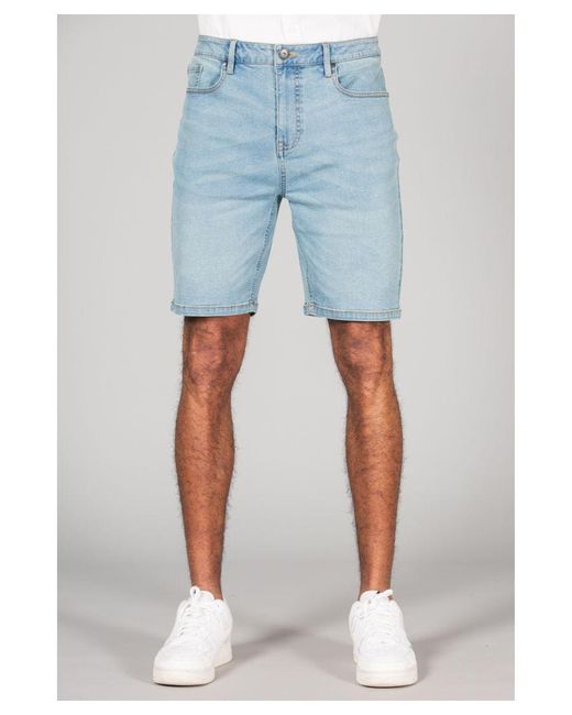 Tokyo Laundry Blue Light Cotton Blend Regular-Fit Denim Shorts for men