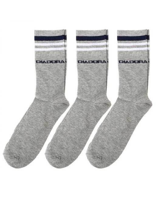 Diadora Gray Pack-3 High Top Sports Socks D9090