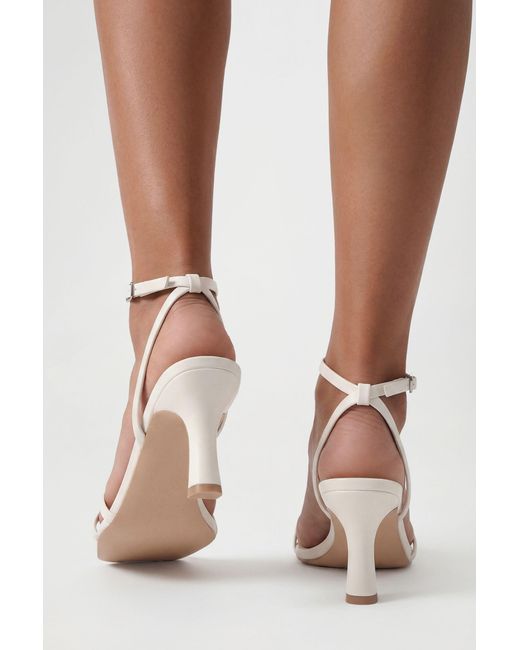 Boohoo White Wide Fit Double Strap Mid Height Heels