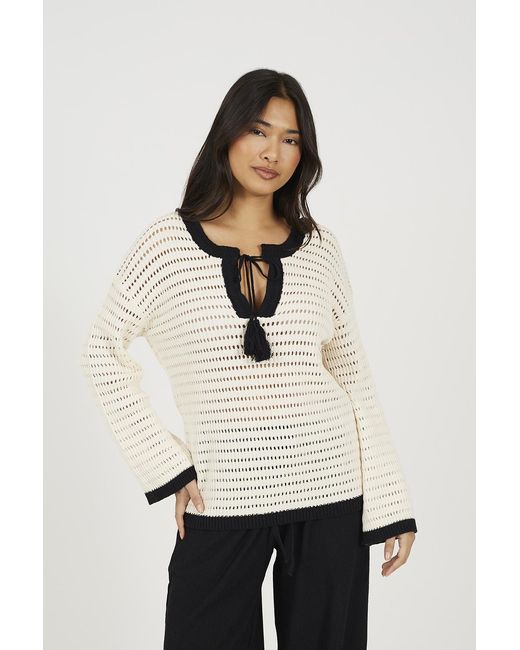 Brave Soul Natural Loose Knit V-Neck Jumper