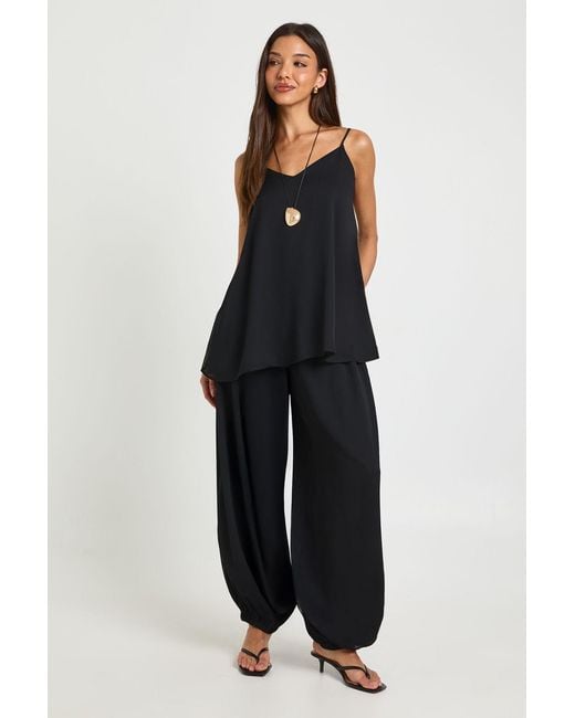 Boohoo Black Chiffon Balloon Trouser